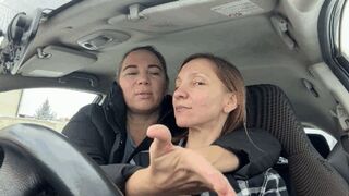 Face slapping and hand fetish sitting in the car 4 H
