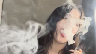 Mirror Seduction Smoke – BBW Plays with Huge Tits & Shows Cigarette to Camera
