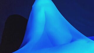 [Tease] Encased in a Tight Bodystocking - Slow Struggle Under Blue Light