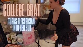 College Brat Turns Electrician Into Her Sub