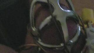 Estim ejjaculation whilst sounded and caged !