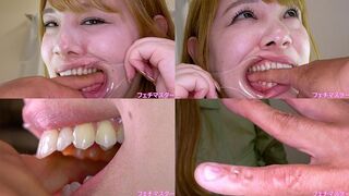 Nina Nishimura - A glamorous girl bites a man's finger with all her might while exposing her back teeth with a hook at the corner of her mouth - MOV