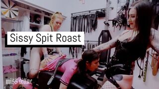 Sissy Spit Roast | Latex Double Domme Pegging