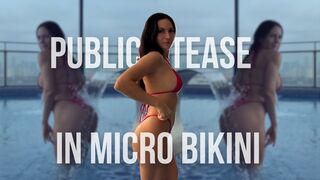 Public Tease in Micro Bikini in the Pool