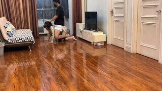 Ponyplay and ponyride a Shiny tight clothes girl in the room #SK086