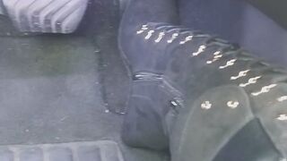 Hard revving in black wedge boots