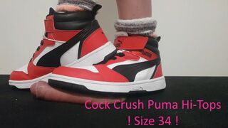 LittleShoes - Cock Crush Puma Hi-Tops | Size 34 | 17 minutes with an happy ending