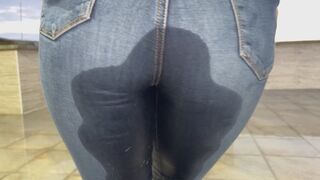 Dirty wet jeans with pee