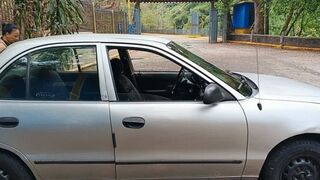 Driving my car working as an uber picking up a ride and pumping pedals (3)