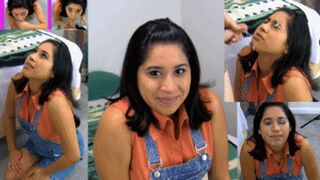 eRica sucks cock and get covered in cum for steak and BJ day in her cute overalls!!
