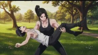 Clara's Insane Power - She Lifts & Holds Him Across Her Knees in the Park | Strong Girl Domination