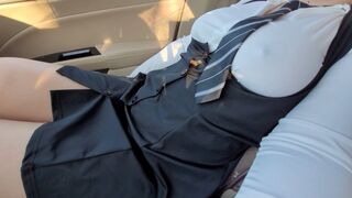 Picked Up Sexy Schoolgirl 18+ with Big Tits and Hard Nipples See Through Shirt