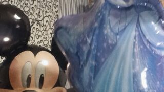 sexy looner poping hellium balloons