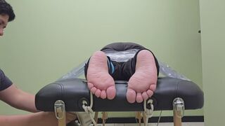 Miss Kitty's wrapped up facing down tickling session (feet camera)