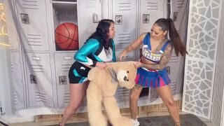 Bring it on! Cheerleaders GIA LOVE & STEFANIA MAFRA destroy plush bear HIDEF MOV