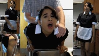 Indentured maid eRica gets spanked, fucked, & fish hooked for dropping a dish on the floor!!