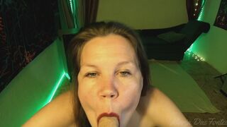 dildo BJ POV with lipstick dirty talk