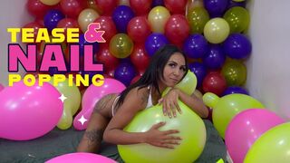 Julia’s Neon Balloon Tease – A Playful Nail Pop Session