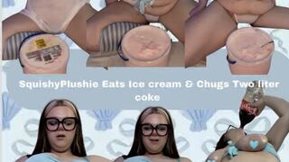 Feedee Tries to Finish a Whole Tub of Ice Cream… Then Chugged a 2L