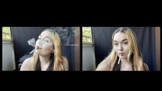POV: ”Kiss my smokey mouth” Flirting, eye contact, closeuop, Horizontal- Smokingrapunzel
