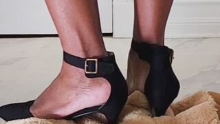 Heels on Plushie back, high heels, standing on back, upclose high heels, digging in heels, plushie back