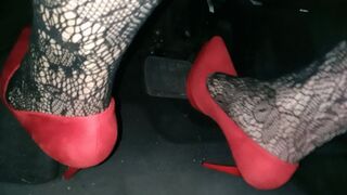 DRIVING IN SATIN HEELS