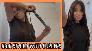 Hair styled with curlers