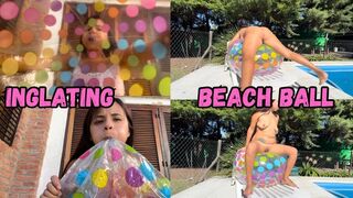 Inflating a ball + masturbating with a beach ball