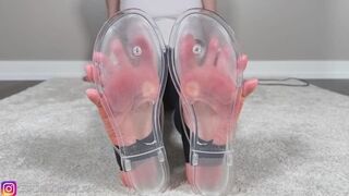 Soles in Clear Sandals and Stirrup Leggings Tease