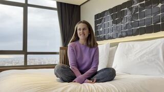 College Student with Perfect Natural Tits Does First Porn Casting