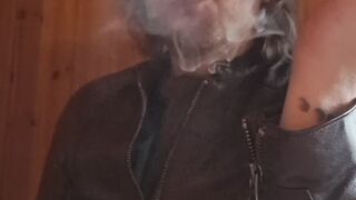 Smoking in Brown leather