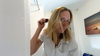 Danielle Brushing Her Hair In The Mirror 3