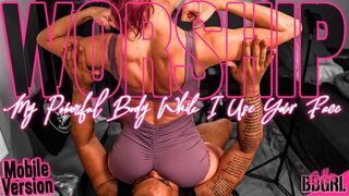 Sweaty, Muscular Facesitting - GoddessBBGRL crushes, humiliates, cums on, and ruins her fat lazy slave - Mobile Version