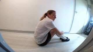 Schoolgirl Danielle Sitting On Her Slave (4K)