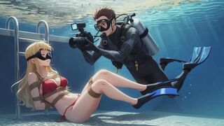 Underwater Bondage Breath Play in Pool - Red Bikini Bound Girl & Squirting Orgasm