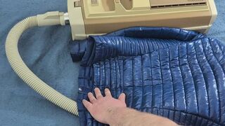 Vacuuming Girlfriend's Shiny Guess Down Jacket