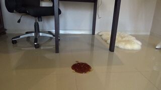 spilled glue underfoot a