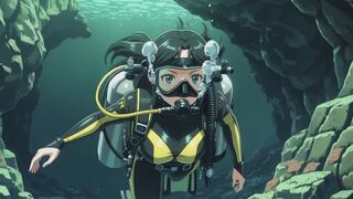 Underwater Breath Hold Cave Dive - Tight Wetsuit Breath Play & Powerful Squirting Orgasm