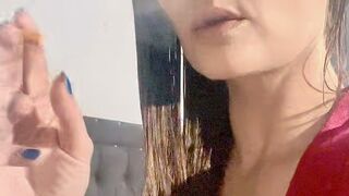 Smoking Hot Post-Shower Skincare: Wet Hair Brushing & Cigarette Seduction