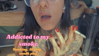Smoking Tease Up Close – Lazy Tits Play & Smoke in Your Face
