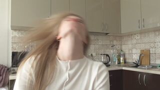 The blonde sniffs her delicious lips and wants you! MP4