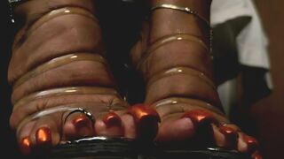 [JOI Wiggle] Copper Orange Toe Wiggle In Clear Strappy Pleasers ft @sunnys_pleasers copper toes