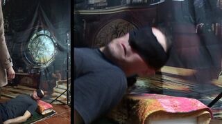 Alice trampling on a head in nylons (two view)