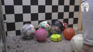 Soccer balls under metal heels 8