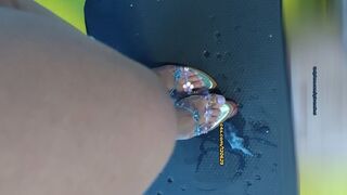 716 POV Bootjob featuring beautiful floral footwear and French-tip nails.