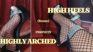 Deep arches fishnet stockings painted nails and high heels (3)
