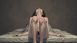 Very Thin Girl Masturbating Her Thick Hairy Pussy - Intense Orgasm