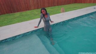 Amy Enjoys the Pool Wearing a Jumpsuit and a Jeans Jacket