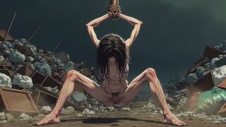 Dirty Woman Covered in Trash in Bondage - Extremely Horny & Desperate