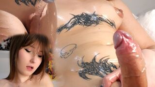 Trans Girl Showers, Oils Up & Jerks Off with Edging